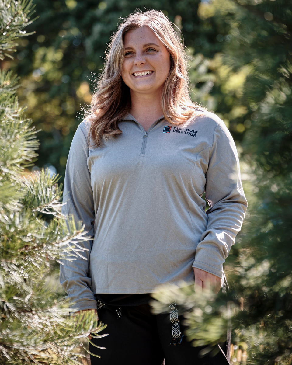 DGPT Women's 1/4 Zip Pullover Light Heather Grey – Disc Golf Pro Tour