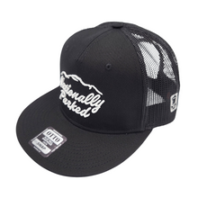 Load image into Gallery viewer, 3D Embroidered Nationally Parked Script - Flat Bill Snapback - Black