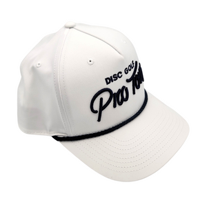 DGPT Script Embroidered Five Panel Rope Snapback - White