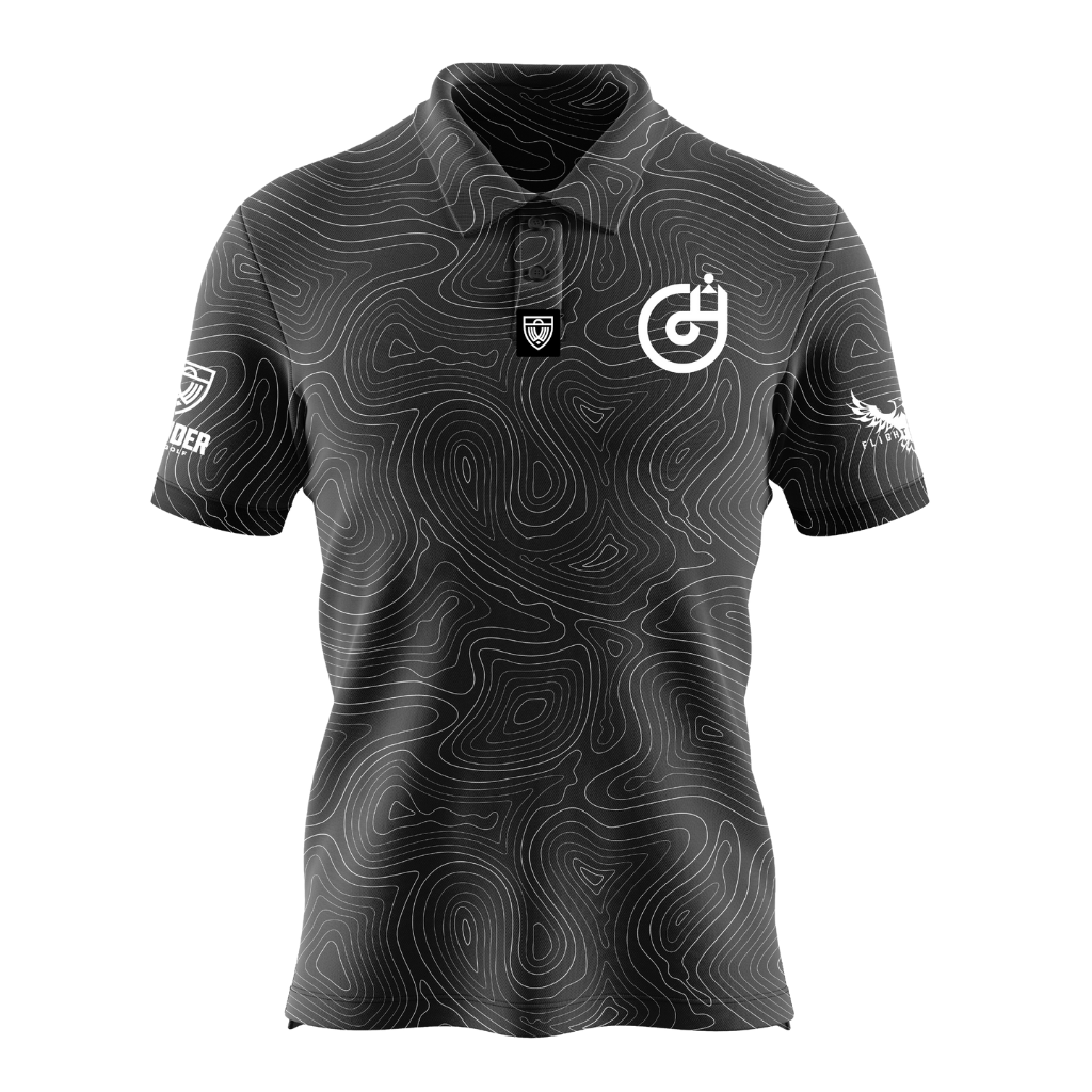 Wander Disc Golf - Calvin Heimburg 2024 - Charcoal Topographic Polo