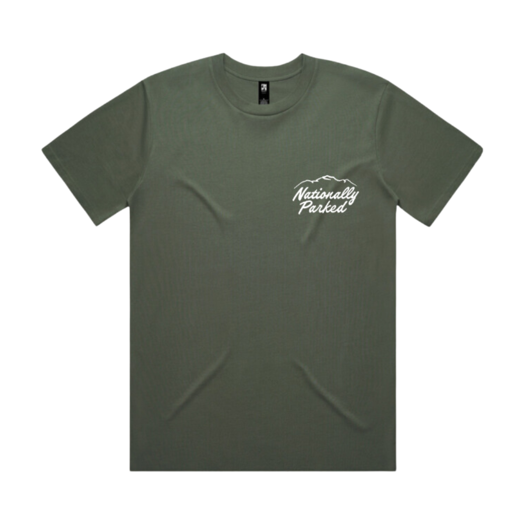 Nationally Parked Script - 100% Cotton T-Shirt - Green