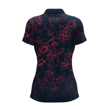 Load image into Gallery viewer, Diameter - Women&#39;s 2022 DGPT Navy Floral Polo (Coral Floral Print)