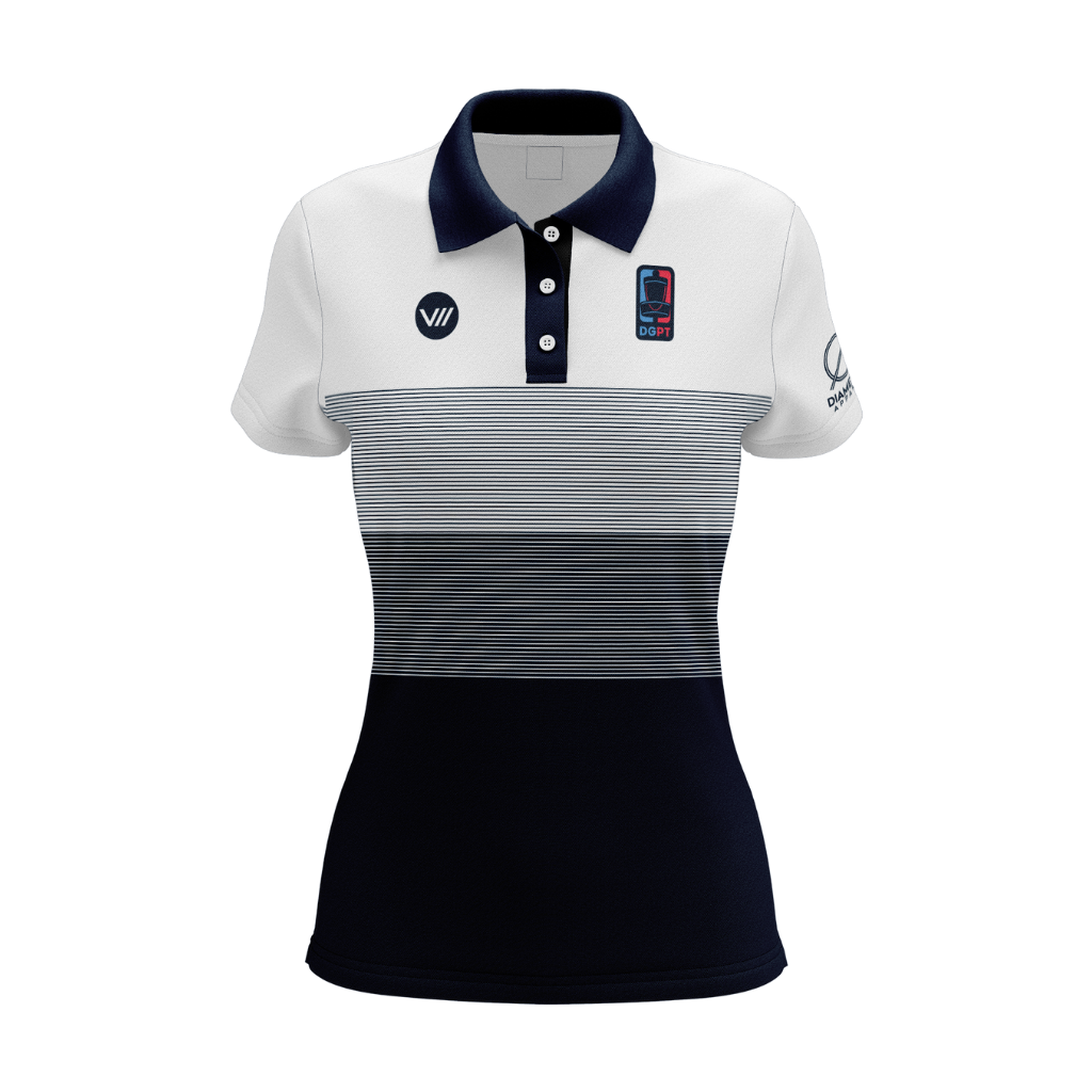 Diameter - Women's 2022 DGPT White/Navy Stripe Polo