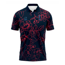 Load image into Gallery viewer, Diameter - Men&#39;s 2022 DGPT Navy Floral Polo (Coral Floral Print)